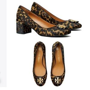 Tory Burch 55MM Multi Logo Leopard Print Heels